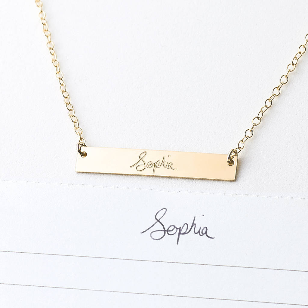 Handwriting Bar Necklace