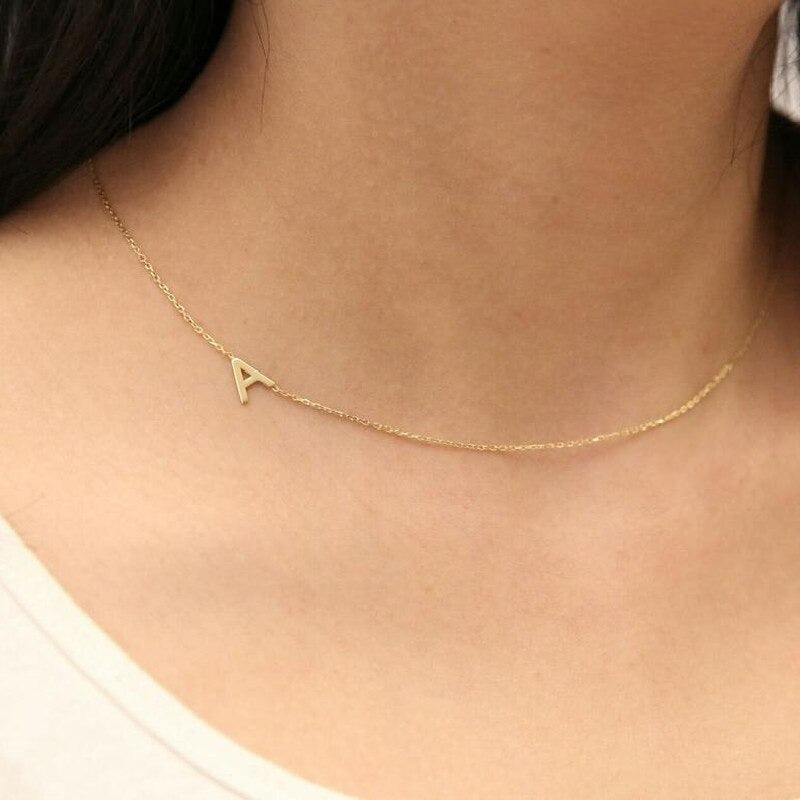 Sideway Initial Necklace